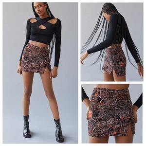 Urban Outfitters Los Angeles Map Marni Brown Orange Corduroy Mini Skirt size XL